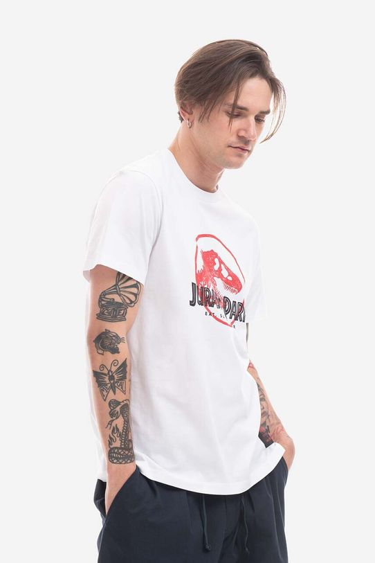Bavlněné tričko Neil Barett Jurassic Park T-Shirt PBJT142-U506S 1133 potisk bílá PBJT142.U506S