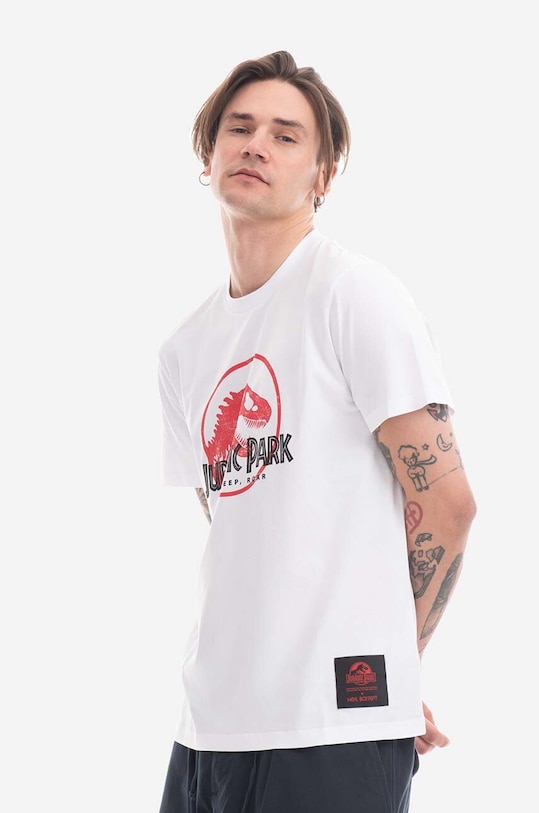 Oblečení Bavlněné tričko Neil Barett Jurassic Park T-Shirt PBJT142-U506S 1133 PBJT142.U506S bílá
