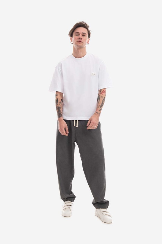 Bavlněné tričko Neil Barett Slim Dropped Shoulder Pie PBJT144-U502C 3158 bílá PBJT144.U502C