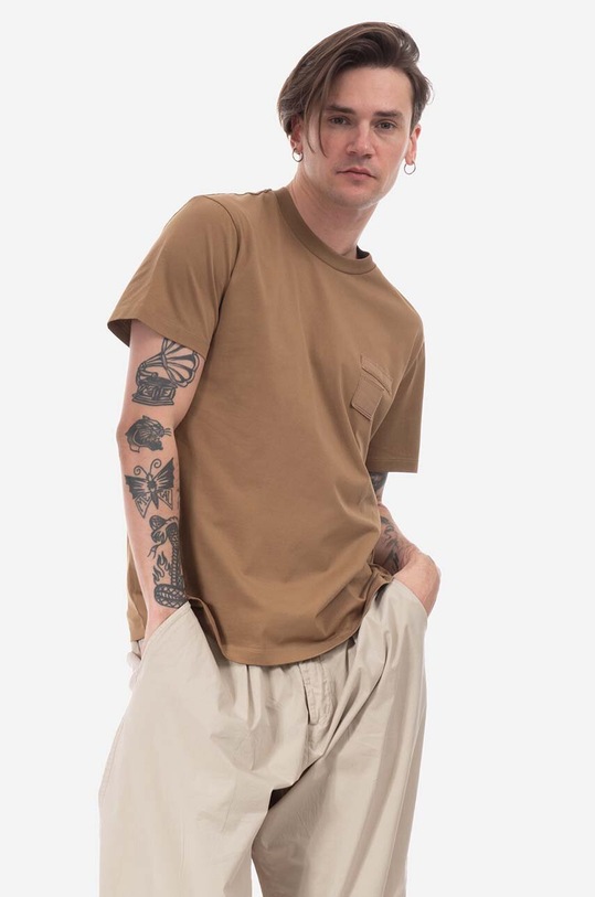 Oblečení Bavlněné tričko Neil Barett Slim Memory Od Army PBJT148-U501C 1390 PBJT148.U501C hnědá