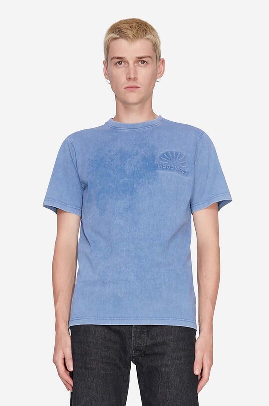 Bavlnené tričko Wood Wood Sami Embossed T-shirt 12312507-2491 DARK BLUE 12312507.2491