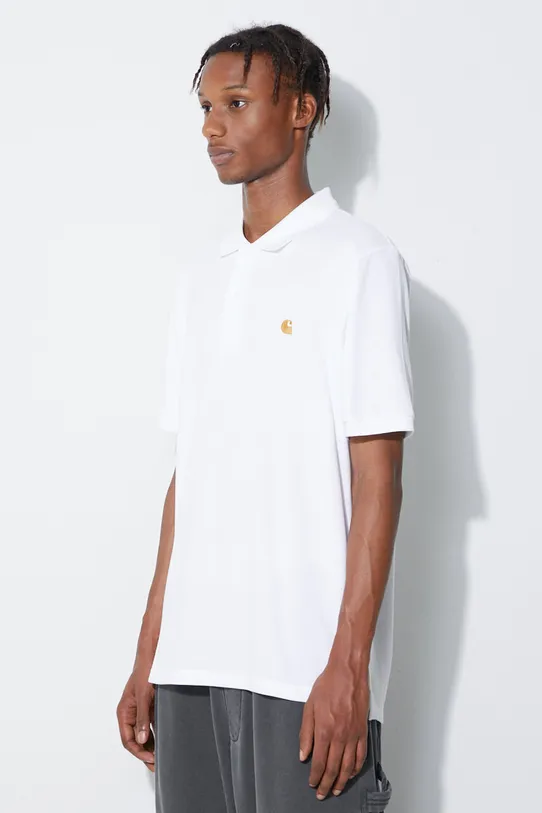 Carhartt WIP polo bawełniane S/S Chase Pique Polo biały I023807