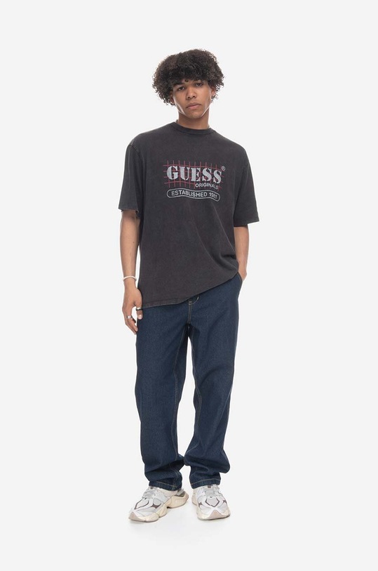 Guess t-shirt Washed Grid Logo Tee M3GI31.K9XF3 czarny