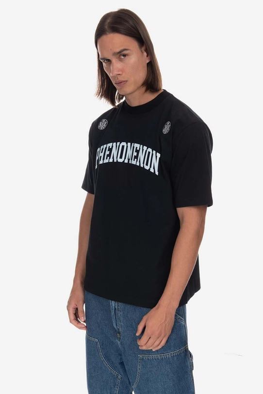 Phenomenon t-shirt in cotone Collage Logo Mock regolare nero MHTDSJA01BK