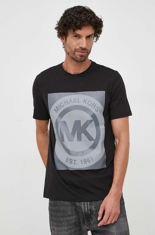 Michael Kors t-shirt lounge bawełniany nadruk czarny 6F36G10091