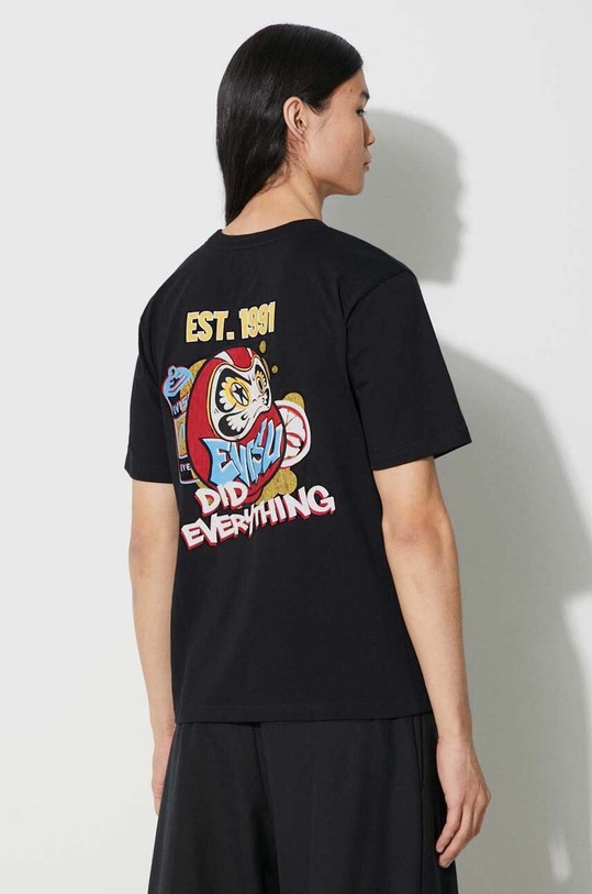 Evisu t-shirt bawełniany czarny 2ESHTM3TS515XXCT