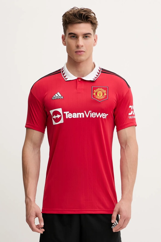 adidas t-shirt H13881 SS MANCHESTER regular czerwony H13881