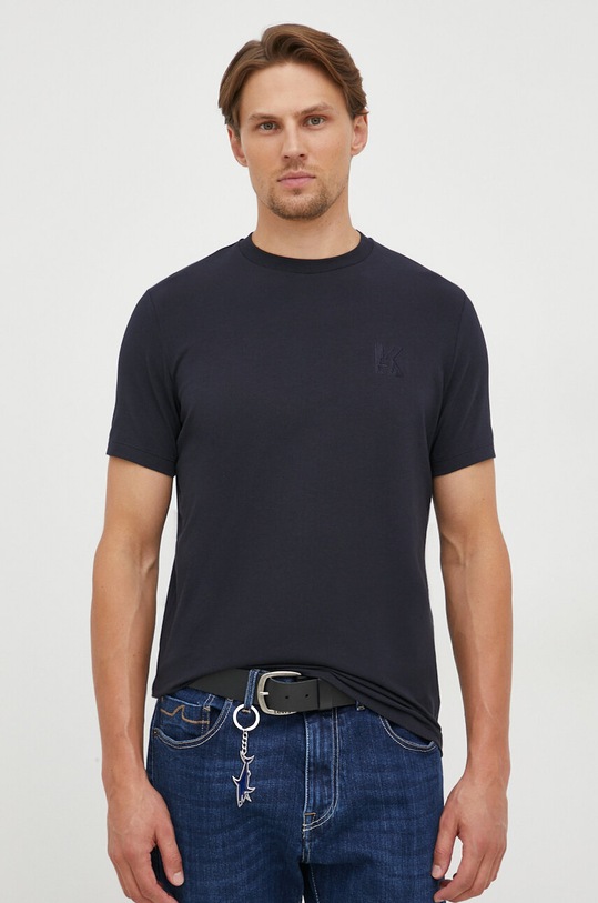 Karl Lagerfeld t-shirt z elastanem granatowy 500221.755890