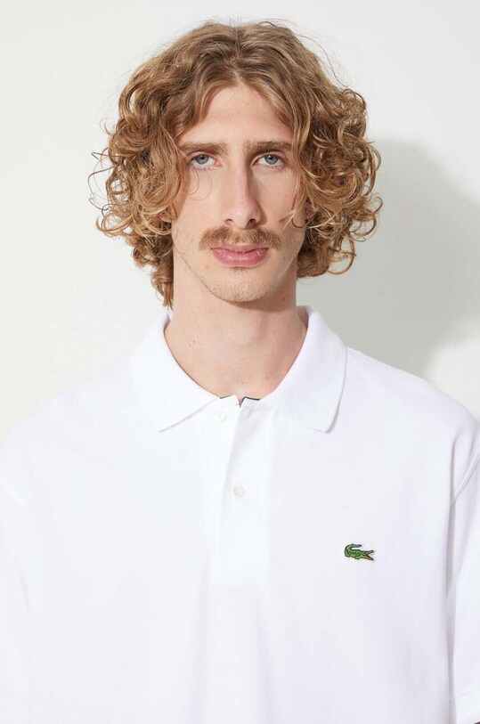 Памучна тениска с яка Lacoste 267209 бял