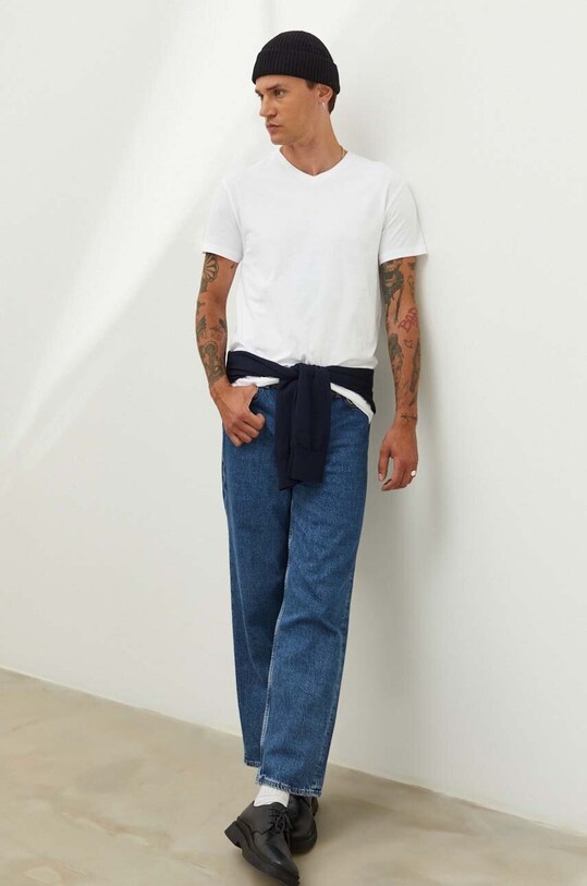 Bavlněné tričko Samsoe Samsoe M00012307 bílá AA00