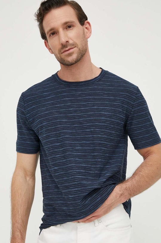 Marc O'Polo t-shirt bawełniany wzorzyste granatowy M22218651040