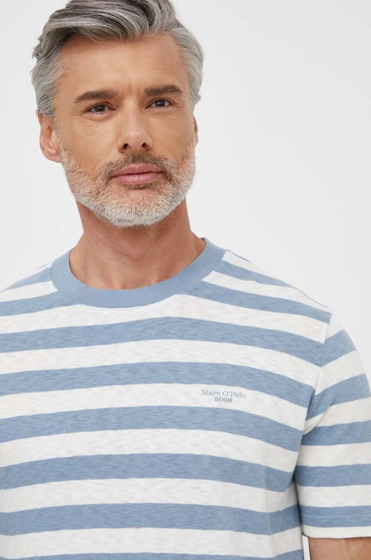 Marc O'Polo t-shirt bawełniany wzorzyste niebieski M63228151100
