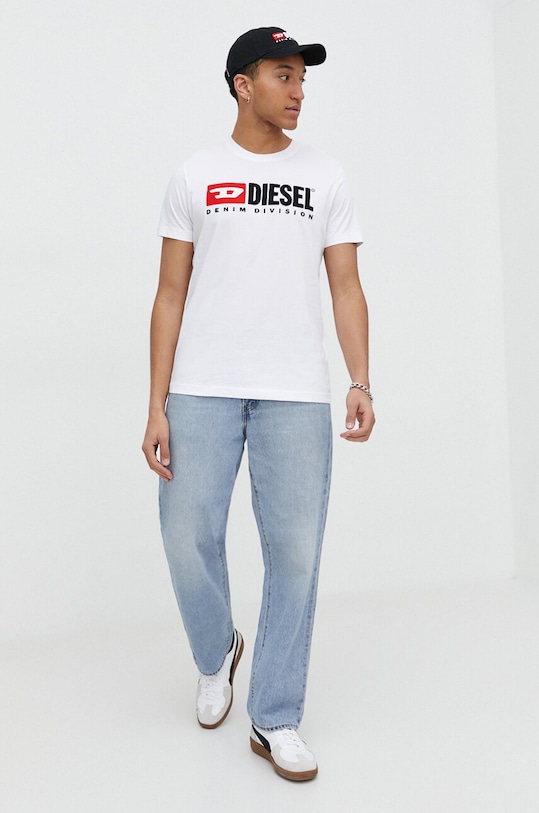 Bavlnené tričko Diesel T-DIEGOR-DIV A03766.0GRAI biela AA00