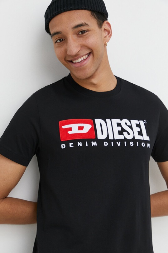 Diesel t-shirt bawełniany T-DIEGOR-DIV czarny A03766.0GRAI