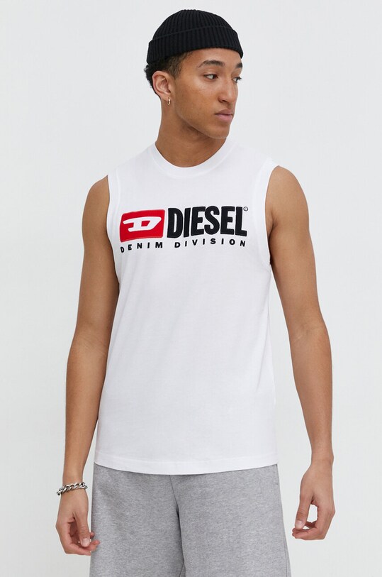 Pamučna majica Diesel T-ISCO-DIV pamuk bijela A10508.0GRAI