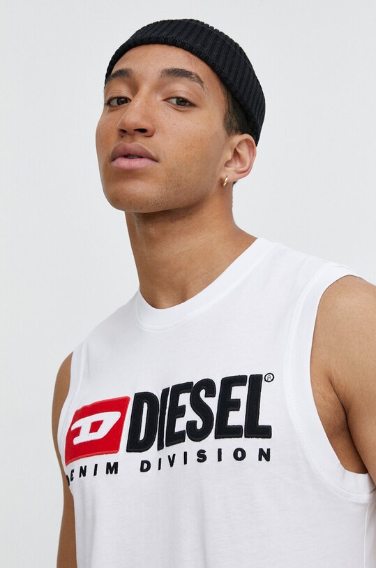 Pamučna majica Diesel T-ISCO-DIV bijela A10508.0GRAI