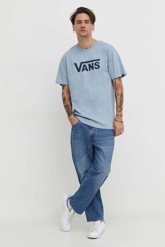 Vans tricou din bumbac print albastru VN000GGGCZD1