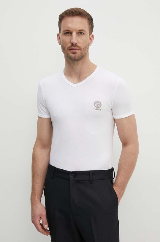Versace t-shirt z elastanem biały AUU01004.1A10011