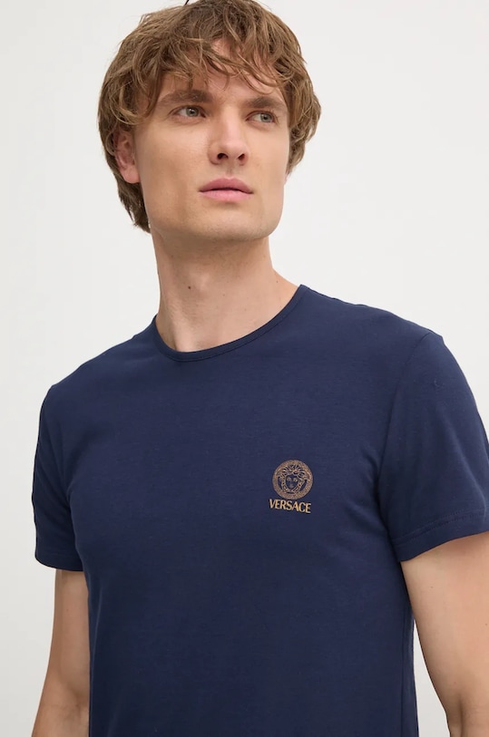 Versace tricou din bumbac bleumarin AUU01005.1A10011