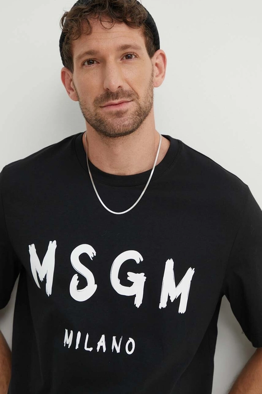 MSGM t-shirt bawełniany nadruk czarny 2000MM510.200002