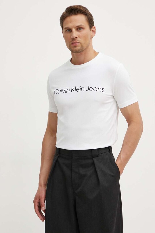 Calvin Klein Jeans tricou din bumbac alb J30J322552