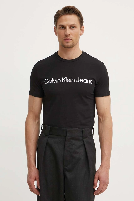 Хлопковая футболка Calvin Klein Jeans чёрный J30J322552