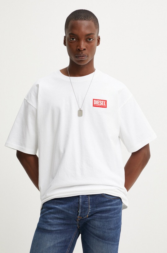 Diesel t-shirt bawełniany T-BOXT-LAB biały A14947.0NIAR