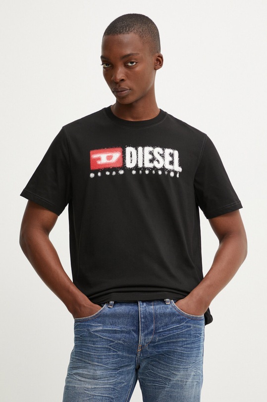 Diesel t-shirt bawełniany T-ADJUST-K14 nadruk czarny A15025.0GRAI