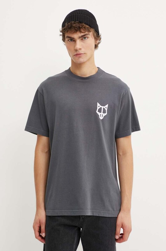 Βαμβακερό μπλουζάκι Naked Wolfe classic.tee γκρί AA00