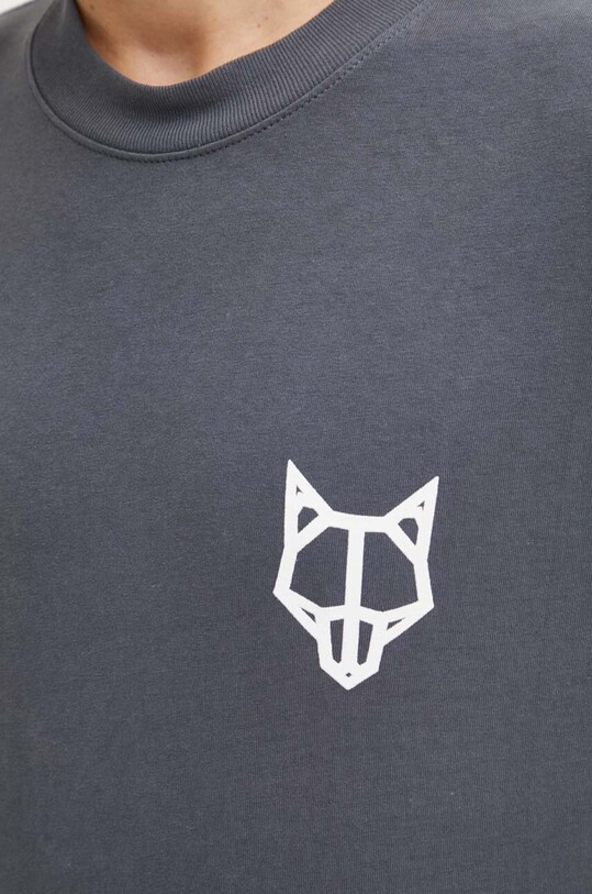 Βαμβακερό μπλουζάκι Naked Wolfe classic.tee γκρί