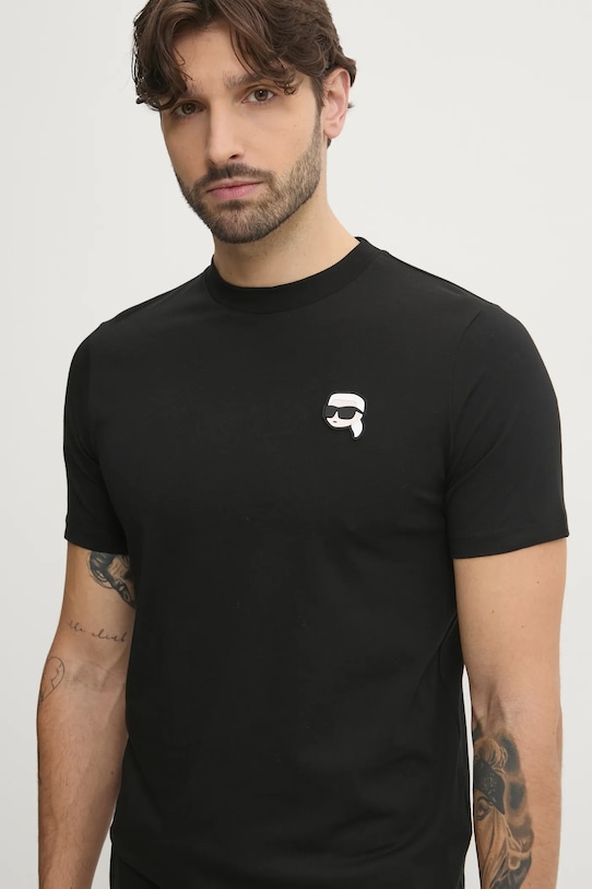 Βαμβακερό μπλουζάκι Karl Lagerfeld μαύρο 500224.755710