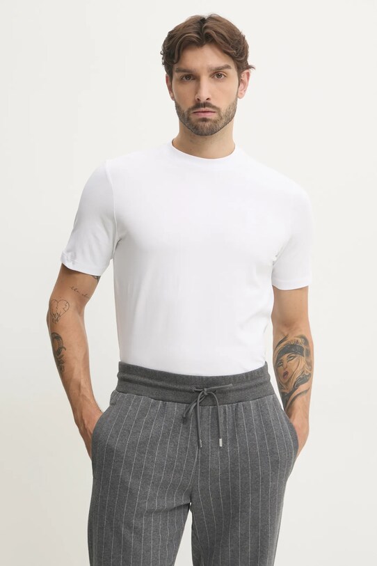 Karl Lagerfeld t-shirt z elastanem biały 500221.755750