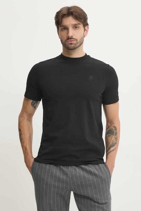 Karl Lagerfeld t-shirt z elastanem czarny 500221.755750