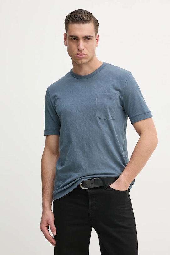 Bavlnené tričko Marc O'Polo jednofarebný modrá M23217651204