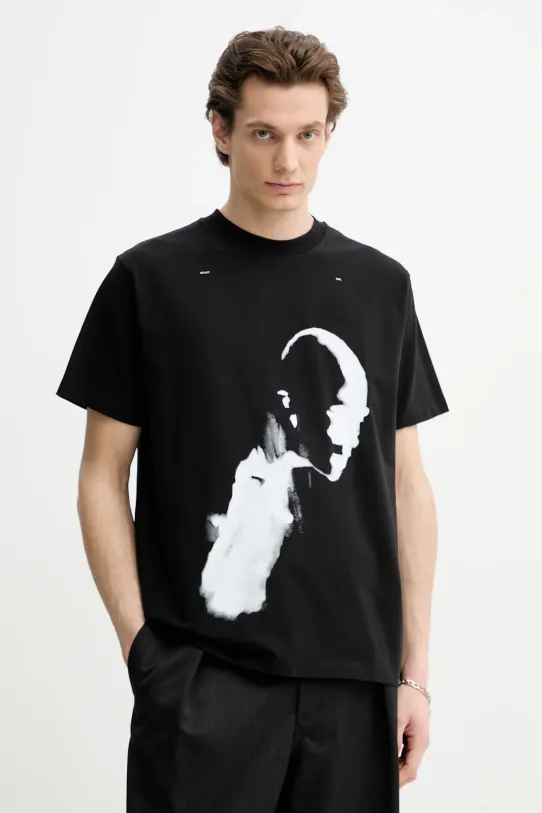 Heliot Emil tricou print negru SS25.M.09.041.BLK01.CO