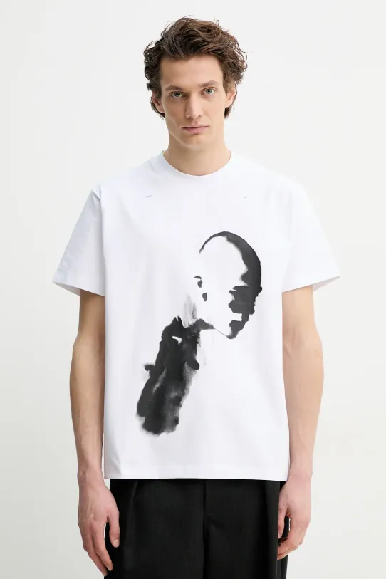 Heliot Emil tricou print alb SS25.M.09.041.WHT02.CO