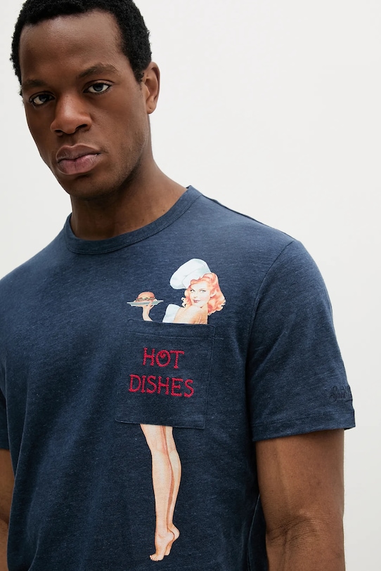 MC2 Saint Barth t-shirt lniany granatowy ECS0001