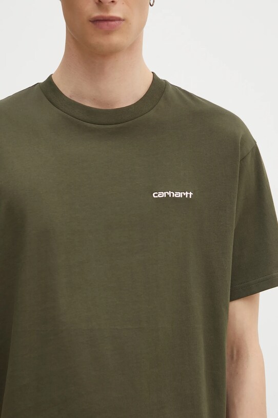 Хлопковая футболка Carhartt WIP S/S Script Embroidery T-Shirt зелёный I030435.2QHXX