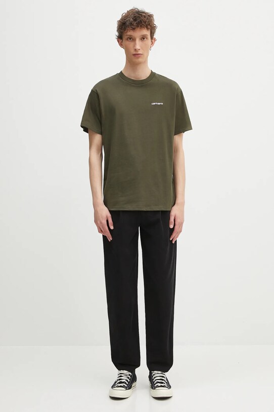 Хлопковая футболка Carhartt WIP S/S Script Embroidery T-Shirt I030435.2QHXX зелёный
