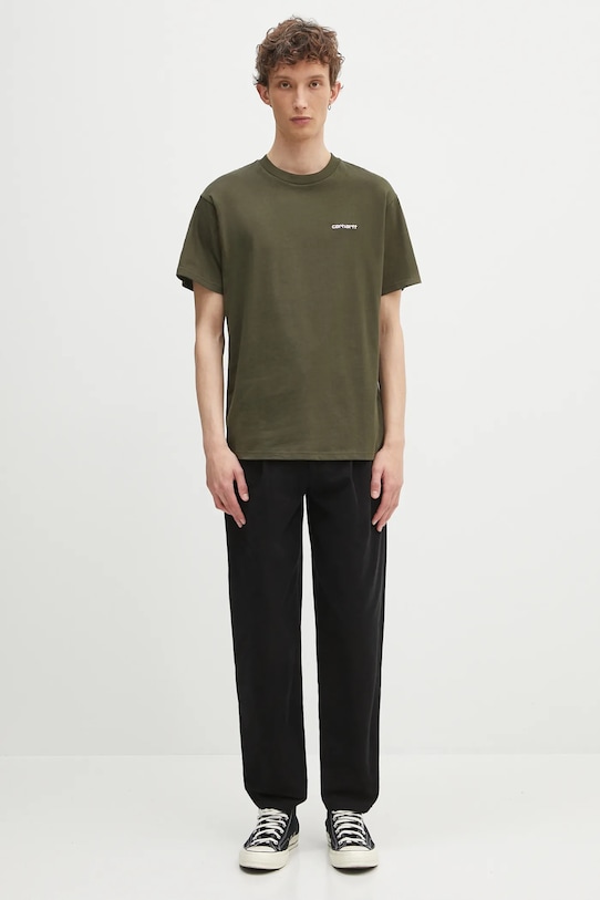 Бавовняна футболка Carhartt WIP S/S Script Embroidery T-Shirt I030435.2QHXX зелений