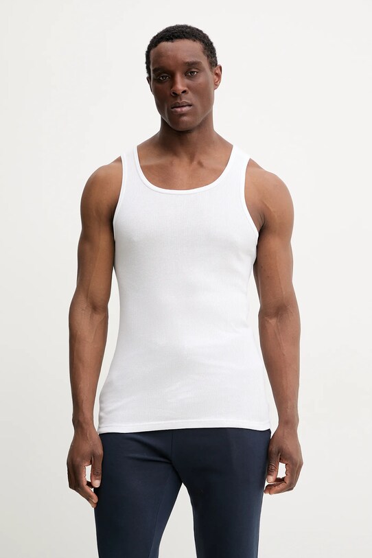 Resteröds t-shirt bawełniany ORIGINAL ribtank GOTS 2-pack bawełna biały 7027.1