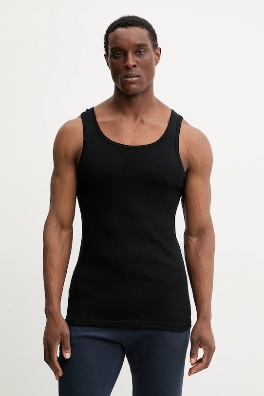 Resteröds t-shirt bawełniany ORIGINAL ribtank GOTS 2-pack bawełna czarny 7027.1