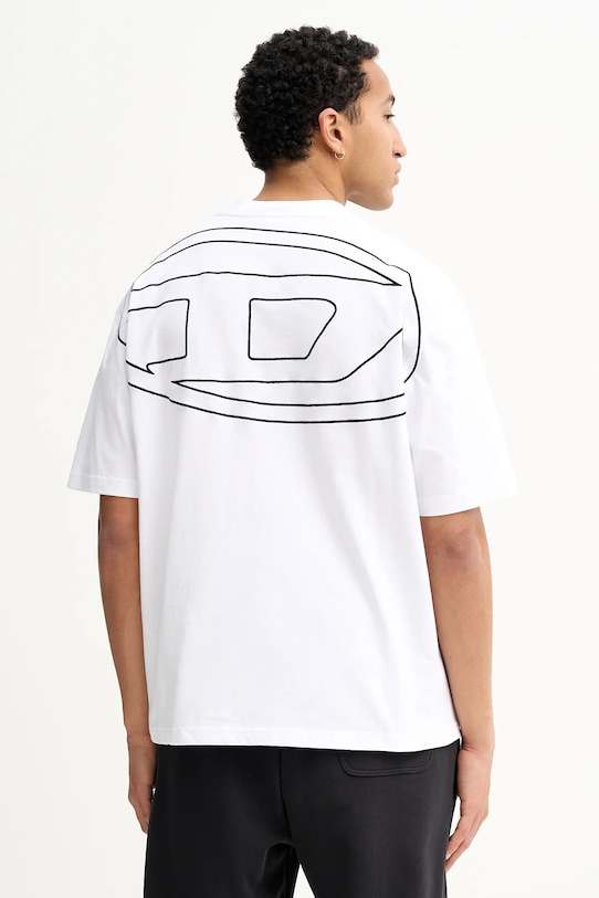 Diesel t-shirt bawełniany T-BOGGY-MEGOVAL-D wzorzyste biały A11302.0HGAM