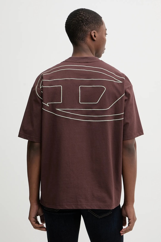 Diesel t-shirt bawełniany T-BOGGY-MEGOVAL-D brązowy A11302.0HGAM