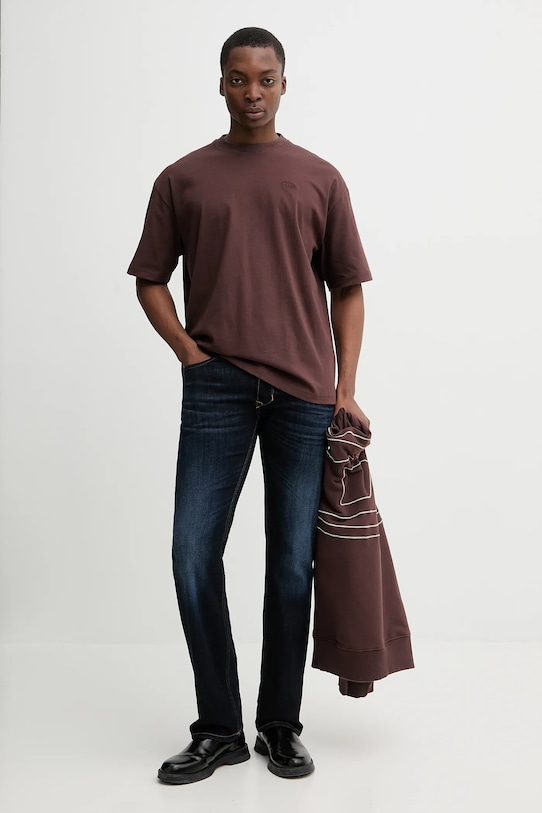 Diesel t-shirt bawełniany T-BOGGY-MEGOVAL-D A11302.0HGAM brązowy AA00
