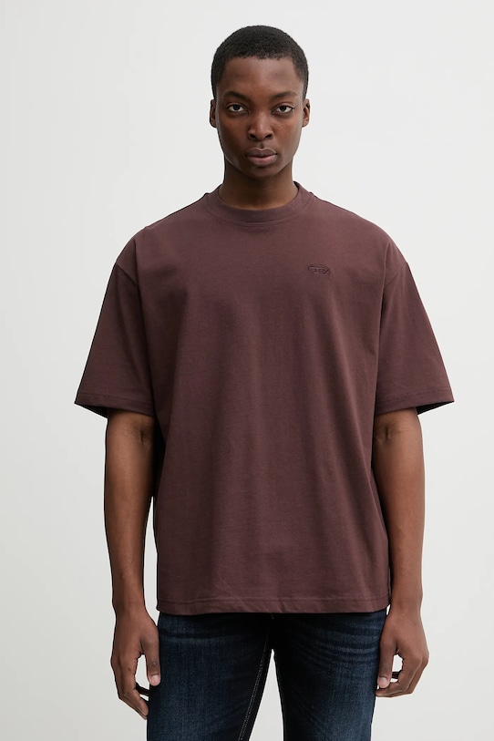 Odzież Diesel t-shirt bawełniany T-BOGGY-MEGOVAL-D A11302.0HGAM brązowy