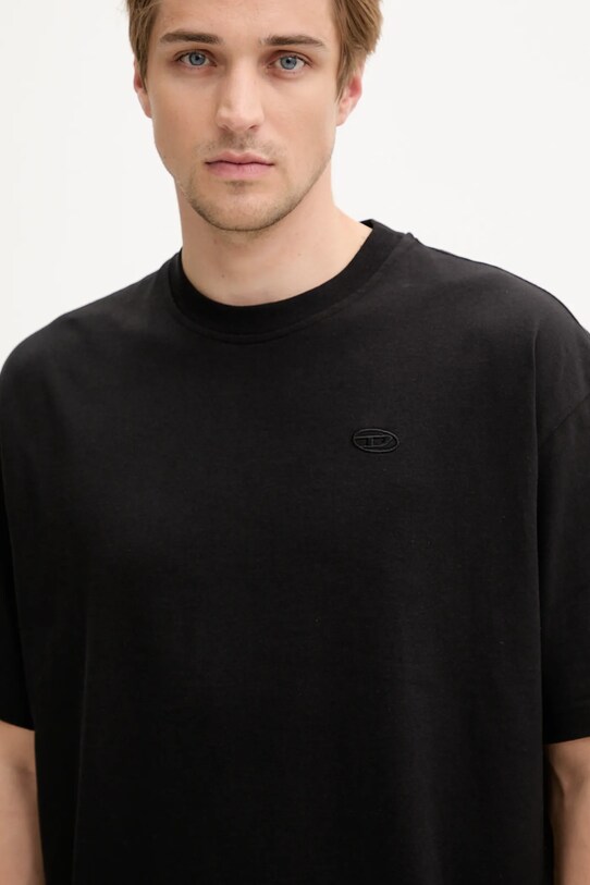 Diesel t-shirt bawełniany T-BOGGY-MEGOVAL-D czarny A11302.0HGAM