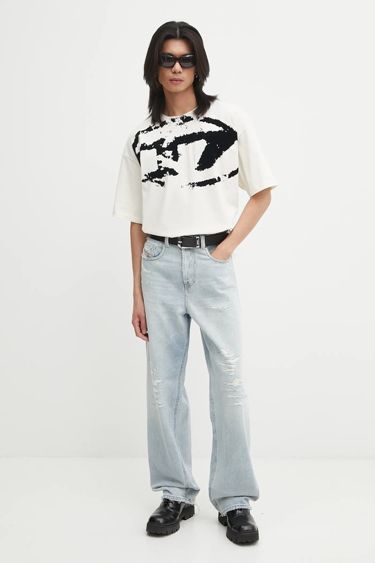 Diesel t-shirt bawełniany T-BOXT-N14 A13049.0DQAU beżowy AA00