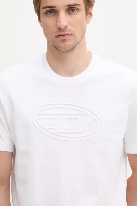 Diesel t-shirt bawełniany T-ADJUST-BIGOVAL biały A17402.0NJBM