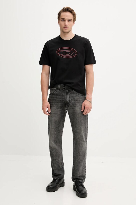 Diesel t-shirt bawełniany T-ADJUST-BIGOVAL A17402.0NJBM czarny AA00